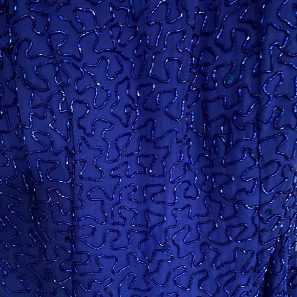 Blue Beaded Backless Formal - Picture 4 of 5